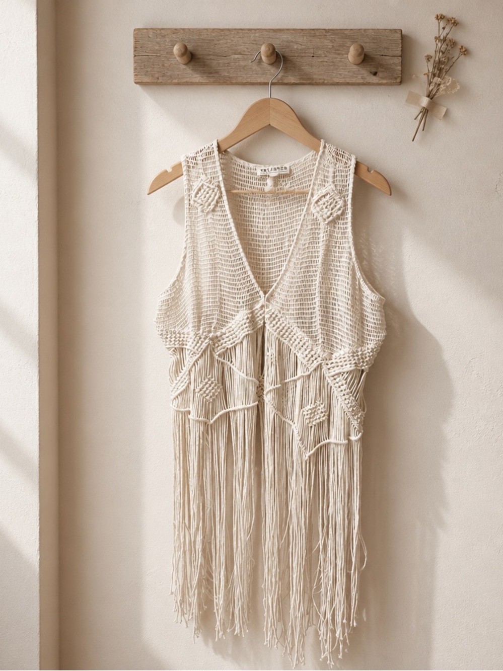 Idyllwind Cream Open-Weave Crochet Vest